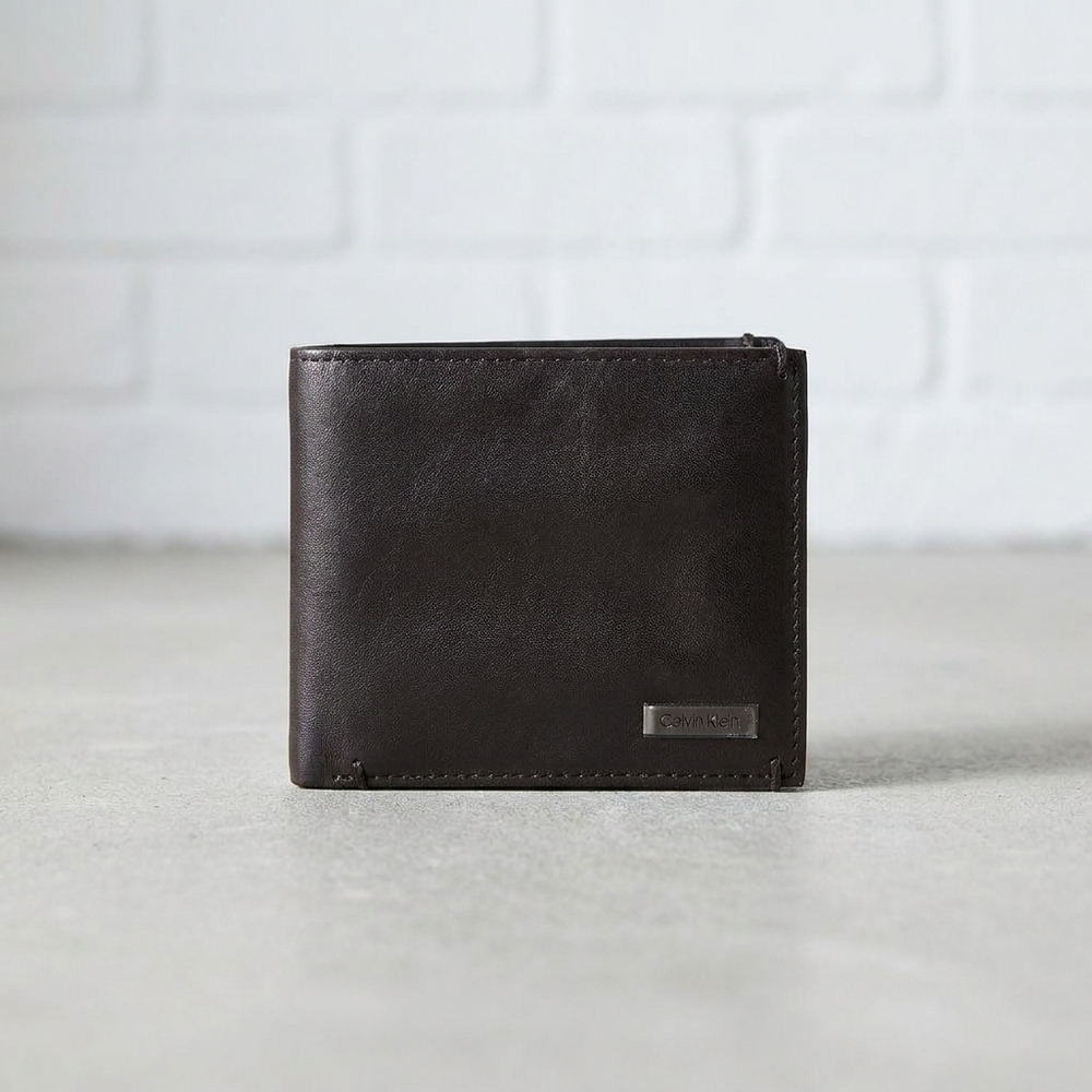 NEW CALVIN KLEIN men's passcase bi-fold coin holder in black